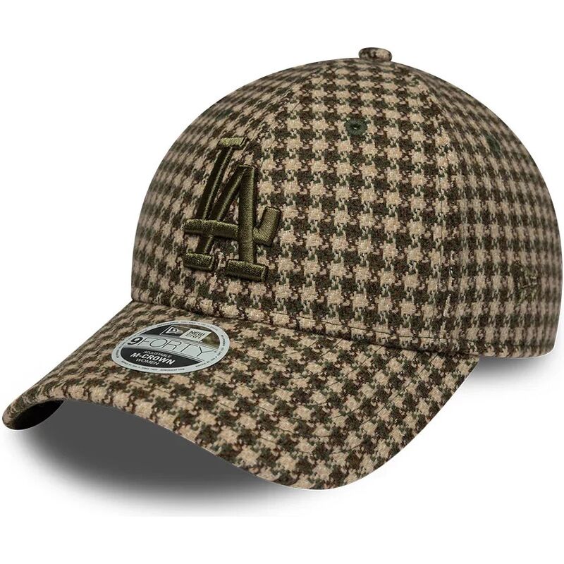 gorra-curva-verde-y-marron-ajustable-para-mujer-9forty-m-crown-houndstooth-de-los-angeles-dodgers-mlb-de-new-era