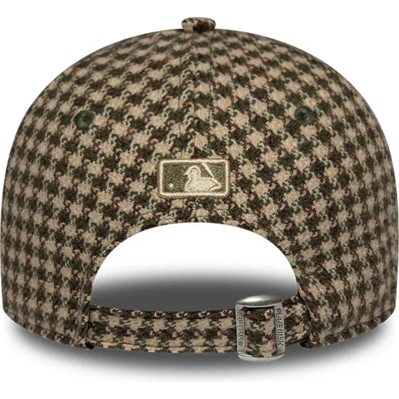 gorra-curva-verde-y-marron-ajustable-para-mujer-9forty-m-crown-houndstooth-de-los-angeles-dodgers-mlb-de-new-era