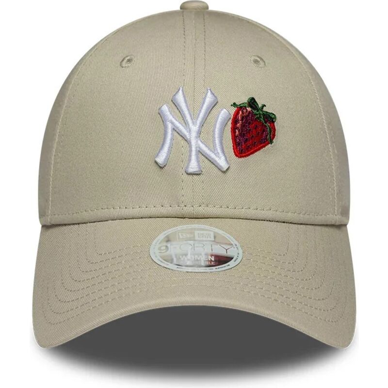 gorra-curva-beige-ajustable-para-mujer-9forty-fruit-icon-strawberry-de-new-york-yankees-mlb-de-new-era