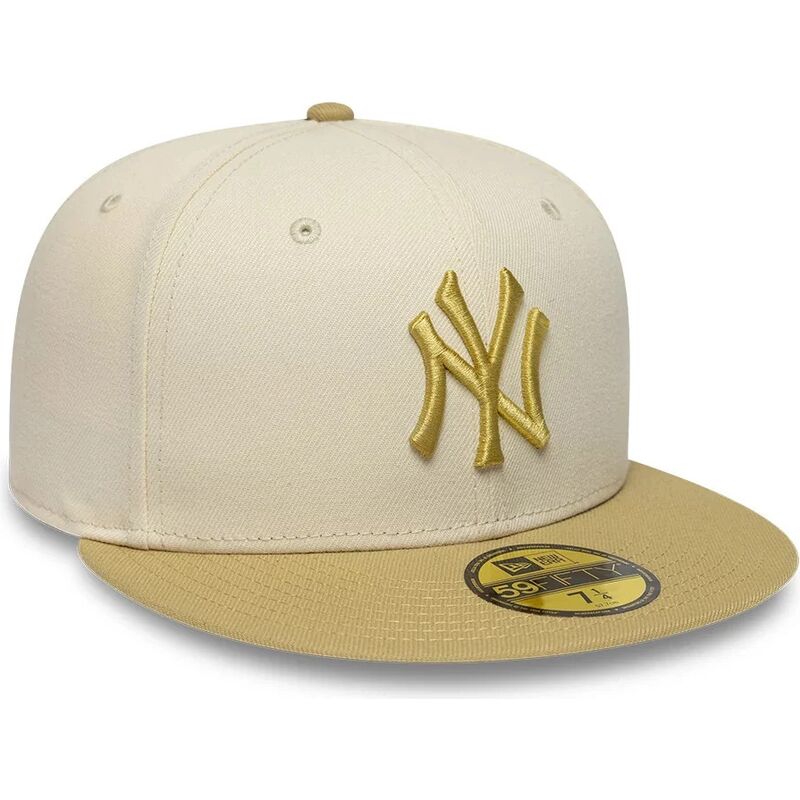 gorra-plana-beige-y-marron-ajustada-59fifty-league-essential-de-new-york-yankees-mlb-de-new-era