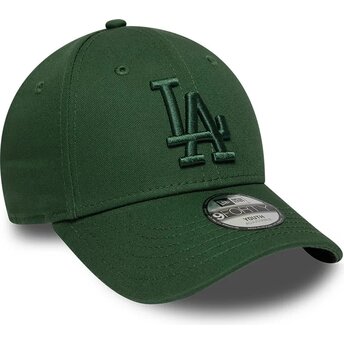 Gorra curva verde oscuro ajustable para niño con logo verde 9FORTY League Essential de Los Angeles Dodgers MLB de New Era