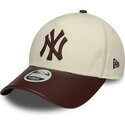 gorra-curva-beige-y-marron-ajustable-para-mujer-9forty-m-crown-fabric-mix-de-new-york-yankees-mlb-de-new-era