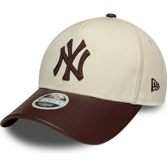 Gorra curva beige y marrón ajustable para mujer 9FORTY M-Crown Fabric Mix de New York Yankees MLB de New Era