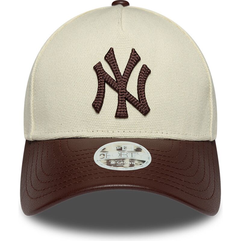 gorra-curva-beige-y-marron-ajustable-para-mujer-9forty-m-crown-fabric-mix-de-new-york-yankees-mlb-de-new-era