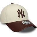 gorra-curva-beige-y-marron-ajustable-para-mujer-9forty-m-crown-fabric-mix-de-new-york-yankees-mlb-de-new-era