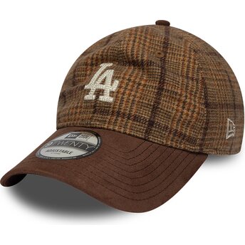 Gorra curva marrón ajustable 9TWENTY Mix Check de Los Angeles Dodgers MLB de New Era