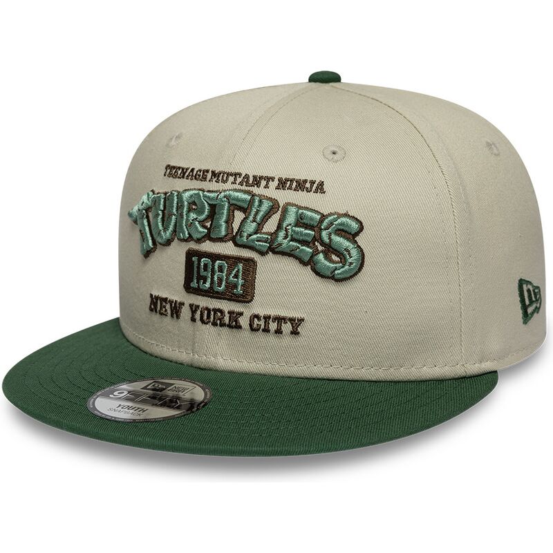 gorra-plana-verde-y-beige-snapback-para-nino-9fifty-de-tortugas-ninja-de-new-era
