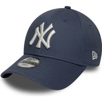 Gorra curva azul gris ajustable para niño 9FORTY League Essential de New York Yankees MLB de New Era