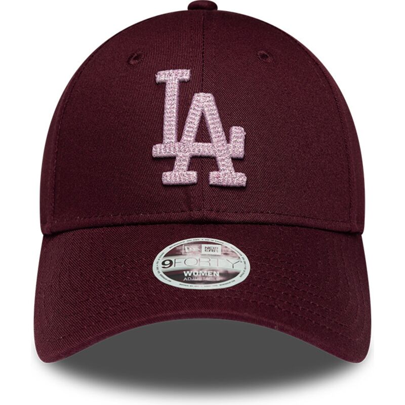 gorra-curva-granate-ajustable-para-mujer-con-logo-rosa-9forty-metallic-de-los-angeles-dodgers-mlb-de-new-era