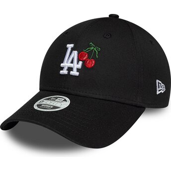 Gorra curva negra ajustable para mujer 9FORTY Fruit Icon Cherry de Los Angeles Dodgers MLB de New Era