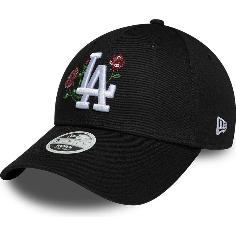 gorra-curva-negra-snapback-para-mujer-9forty-rose-sequin-de-los-angeles-dodgers-mlb-de-new-era