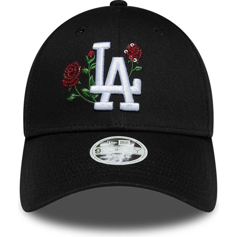 gorra-curva-negra-snapback-para-mujer-9forty-rose-sequin-de-los-angeles-dodgers-mlb-de-new-era