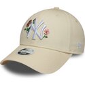 gorra-curva-beige-snapback-para-mujer-9forty-rose-sequin-de-new-york-yankees-mlb-de-new-era