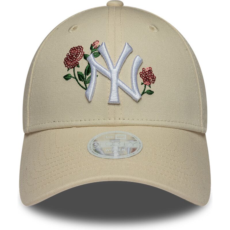 gorra-curva-beige-snapback-para-mujer-9forty-rose-sequin-de-new-york-yankees-mlb-de-new-era