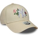 gorra-curva-beige-snapback-para-mujer-9forty-rose-sequin-de-new-york-yankees-mlb-de-new-era