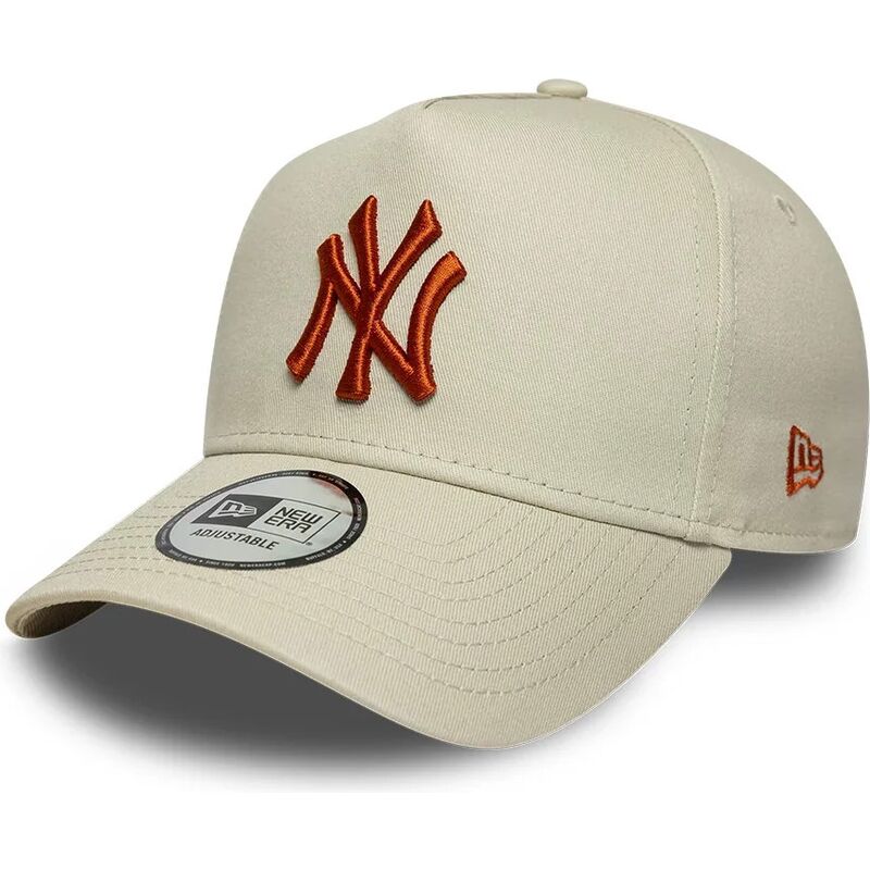 gorra-curva-beige-snapback-con-logo-marron-e-frame-league-essential-de-new-york-yankees-mlb-de-new-era