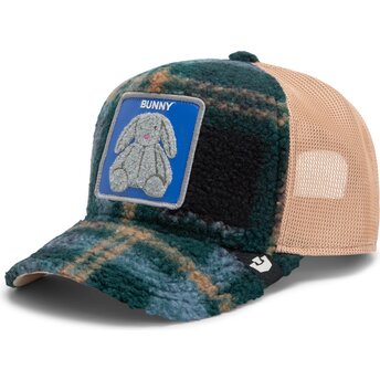 Gorra trucker verde y beige conejo de peluche Bunny Double Stuffed The Farm de Goorin Bros.