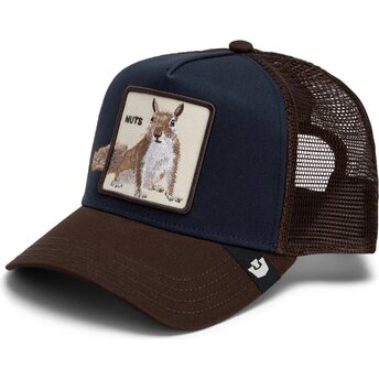 Gorra trucker marrón y azul marino ardilla Over the Line Squirrel Out Of Bounds Nuts The Farm de Goorin Bros.