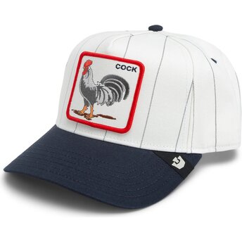 Gorra curva gris y azul marino snapback gallo Pinstripe Rooster Cock Playmakers The Farm de Goorin Bros.