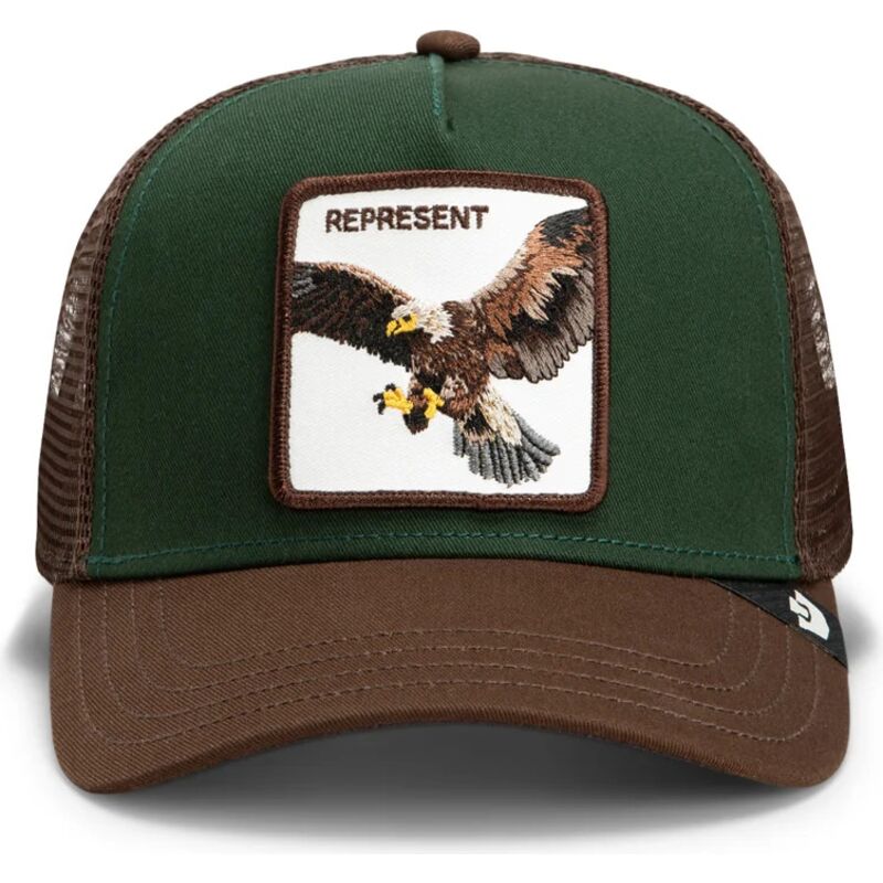 gorra-trucker-verde-y-marron-aguila-represent-eagle-original-recipe-the-farm-de-goorin-bros