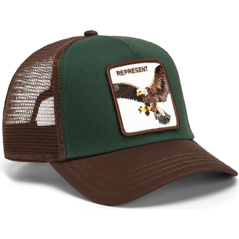 gorra-trucker-verde-y-marron-aguila-represent-eagle-original-recipe-the-farm-de-goorin-bros