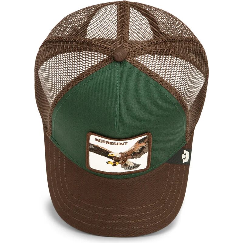 gorra-trucker-verde-y-marron-aguila-represent-eagle-original-recipe-the-farm-de-goorin-bros
