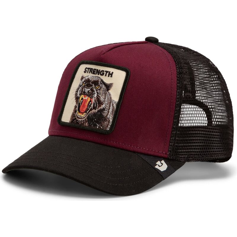 gorra-trucker-granate-y-negra-pantera-strength-panther-original-recipe-the-farm-de-goorin-bros