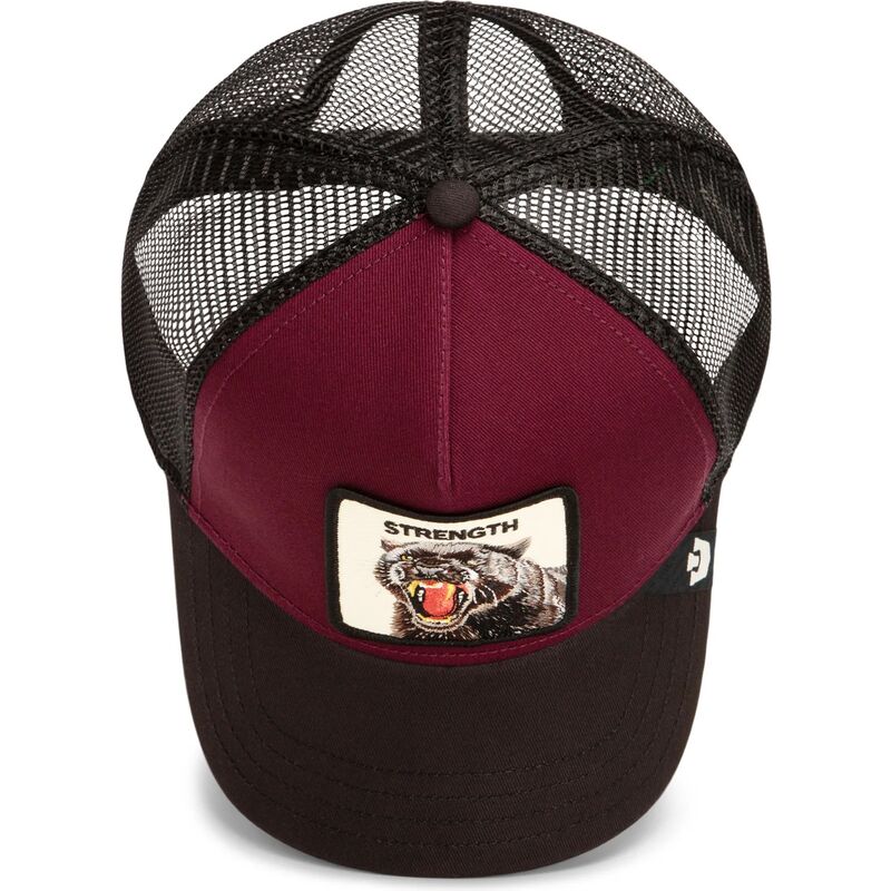 gorra-trucker-granate-y-negra-pantera-strength-panther-original-recipe-the-farm-de-goorin-bros