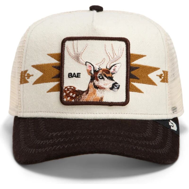 gorra-trucker-crema-y-marron-ciervo-canyon-bae-trailblazer-the-farm-de-goorin-bros