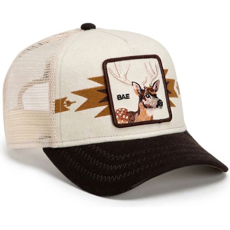 gorra-trucker-crema-y-marron-ciervo-canyon-bae-trailblazer-the-farm-de-goorin-bros