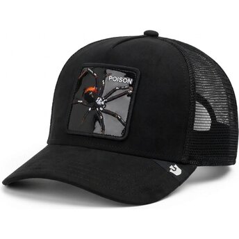 Gorra trucker negra araña Black Out Spider Blackened Metallic Poison The Farm de Goorin Bros.