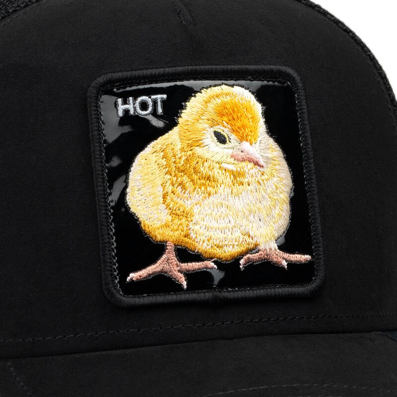 gorra-trucker-negra-pollito-black-out-chick-blackened-metallic-hot-the-farm-de-goorin-bros