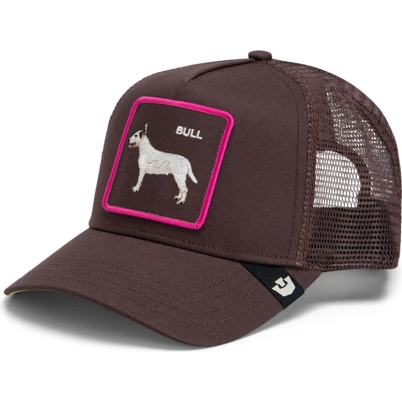 gorra-trucker-marron-perro-shadow-bull-terrier-off-the-leash-the-farm-de-goorin-bros