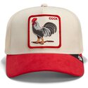 gorra-trucker-roja-y-beige-gallo-the-suede-rooster-microsuede-cock-the-farm-de-goorin-bros