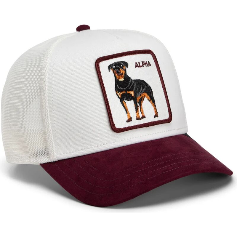 gorra-trucker-blanca-y-granate-rottweiler-suede-alpha-microsuede-the-farm-de-goorin-bros