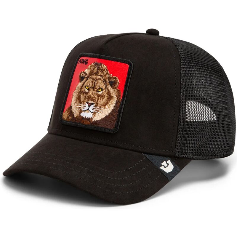 gorra-trucker-negra-y-roja-leon-re-leone-rosso-microsuede-king-the-farm-de-goorin-bros gorra-trucker-negra-y-roja-leon-re-leone-rosso-microsuede-king-the-farm-de-goorin-bros
