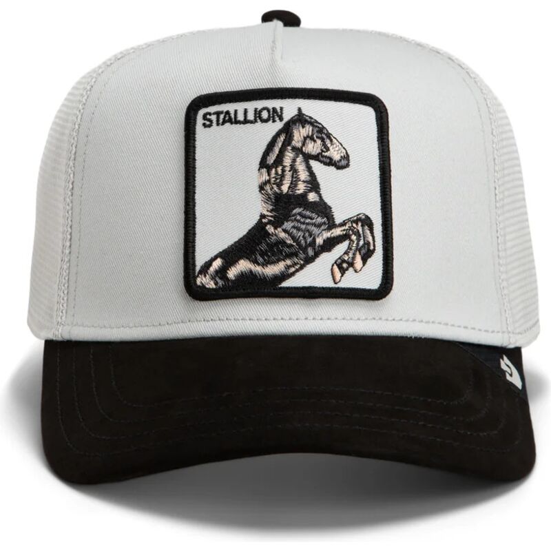 gorra-trucker-gris-y-negra-caballo-suede-stallion-microsuede-the-farm-de-goorin-bros gorra-trucker-gris-y-negra-caballo-suede-stallion-microsuede-the-farm-de-goorin-bros