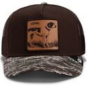 gorra-trucker-marron-y-camuflaje-perro-engraved-dog-camo-glitch-the-farm-de-goorin-bros
