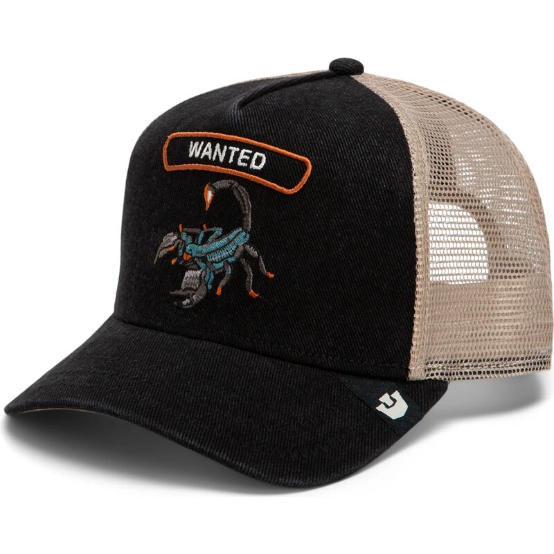 gorra-trucker-negra-y-beige-escorpion-wanted-rocker-denim-after-dark-the-farm-de-goorin-bros gorra-trucker-negra-y-beige-escorpion-wanted-rocker-denim-after-dark-the-farm-de-goorin-bros