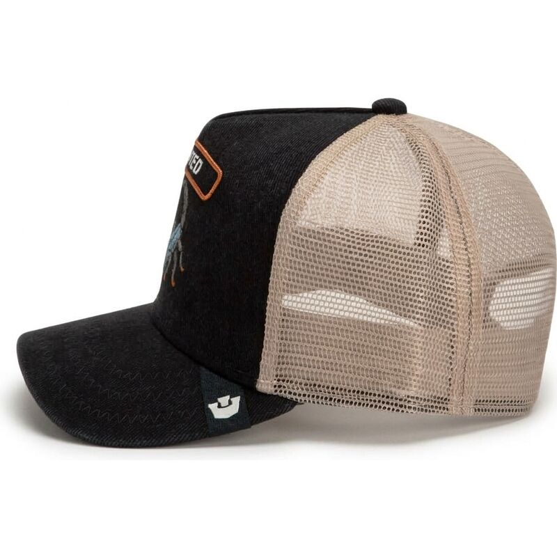 gorra-trucker-negra-y-beige-escorpion-wanted-rocker-denim-after-dark-the-farm-de-goorin-bros gorra-trucker-negra-y-beige-escorpion-wanted-rocker-denim-after-dark-the-farm-de-goorin-bros