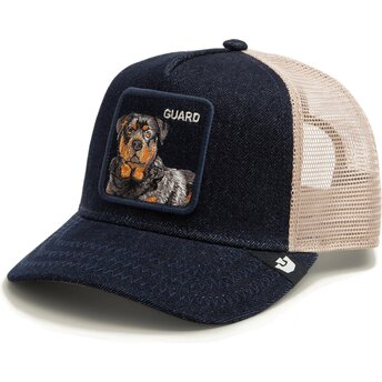 Gorra trucker azul marino y beige perro Guard Denim After Dark The Farm de Goorin Bros.
