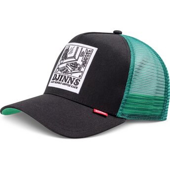 Gorra trucker negra y verde HFT LSCC Lazy Sunday Coffee Club Record de Djinns
