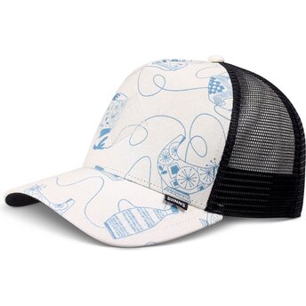 Gorra trucker blanca y azul HFT Bottles de Djinns