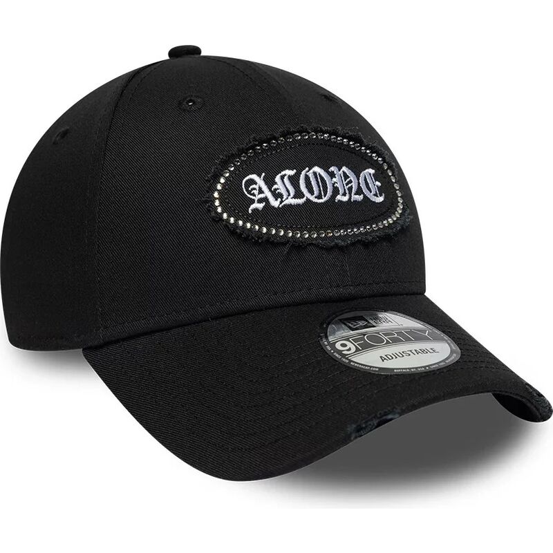gorra-curva-negra-ajustable-9forty-gem-patch-distress-alone-de-new-era