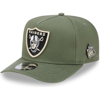 Gorra curva verde snapback 9FIFTY A Frame Precurved Side Pin de Las Vegas Raiders NFL de New Era
