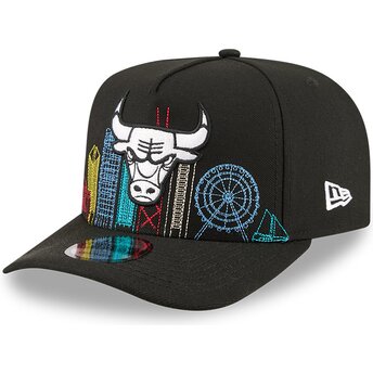 Gorra curva negra snapback 9FIFTY A Frame Precurved Skyline de Chicago Bulls NBA de New Era