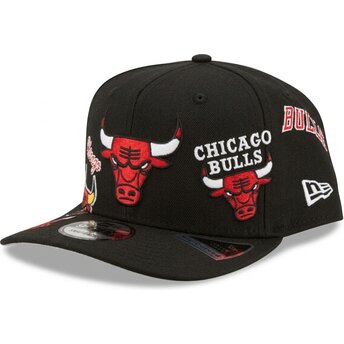 Gorra curva negra snapback 9FIFTY A Frame Precurved Multi Patch de Chicago Bulls NBA de New Era