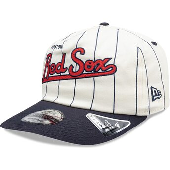 Gorra curva azul marino y blanca snapback 19TWENTY Pinstripe de Boston Red Sox MLB de New Era