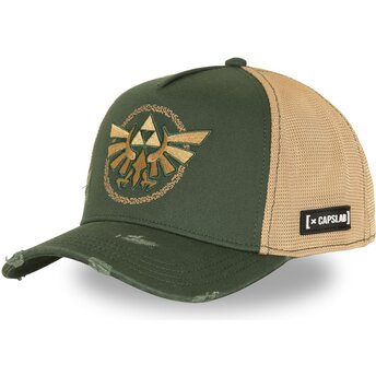 Gorra trucker verde y beige Trifuerza CLZEL1 LIN The Legend Of Zelda de Capslab