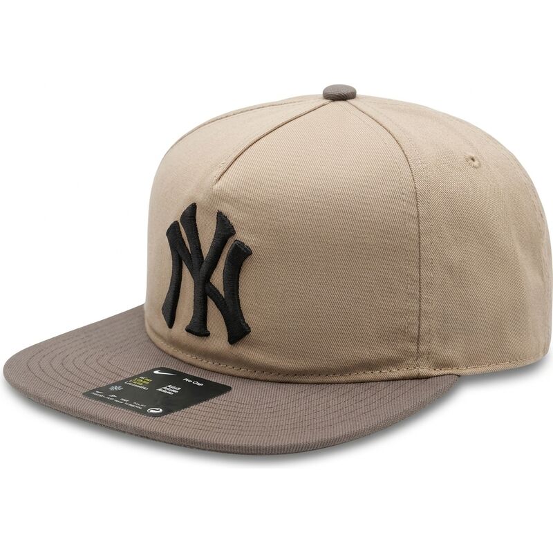 gorra-plana-beige-y-marron-ajustable-pro-unstructured-5-panel-de-new-york-yankees-mlb-de-nike